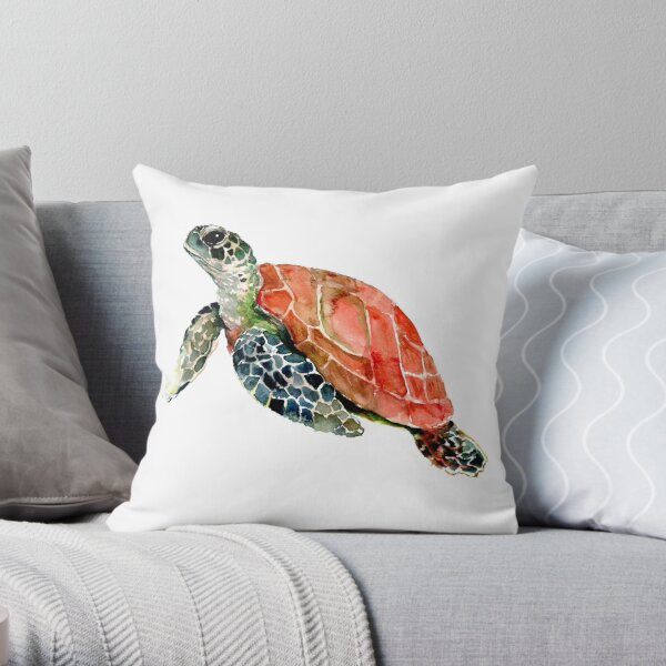 Colour by Ellen Shaw on Throw Pillow Sea Turtle 