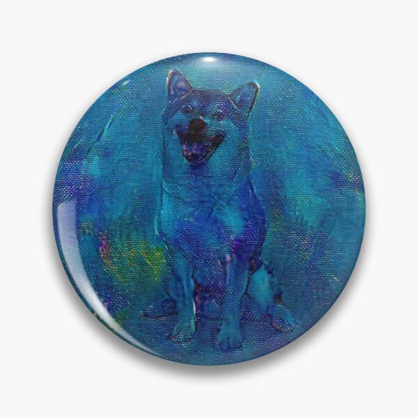 Item preview, Smiling dog waiting for treats painted in blue designed and sold by Bekindtome.