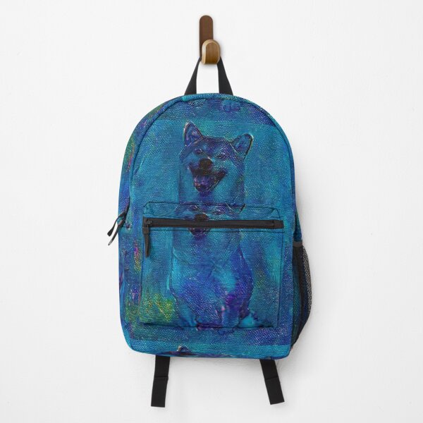Item preview, Smiling dog waiting for treats painted in blue designed and sold by Bekindtome.
