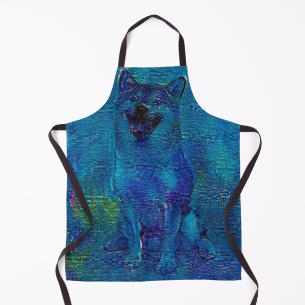 Item preview, Smiling dog waiting for treats painted in blue designed and sold by Bekindtome.