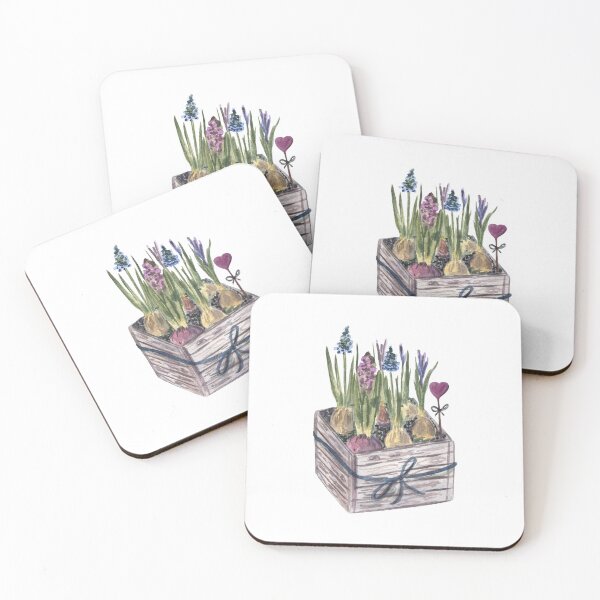 Item preview, Wooden box with spring bulbous flowers designed and sold by Flowersforbear.