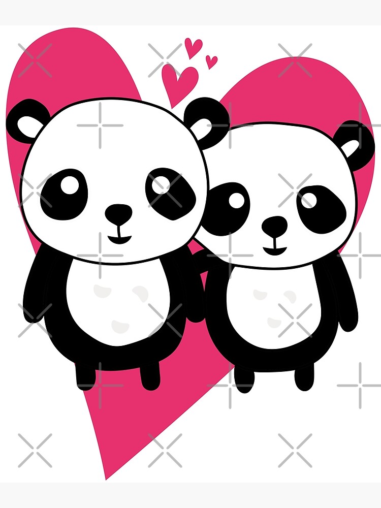 Panda And Brownie Bear Couple Poster For Sale By Depictdesign Redbubble 