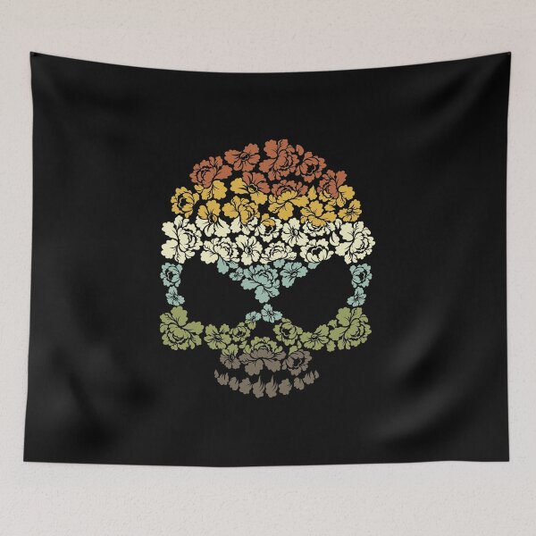 Item preview, Retro sunset style skull flowers designed and sold by CrazyHowCool.