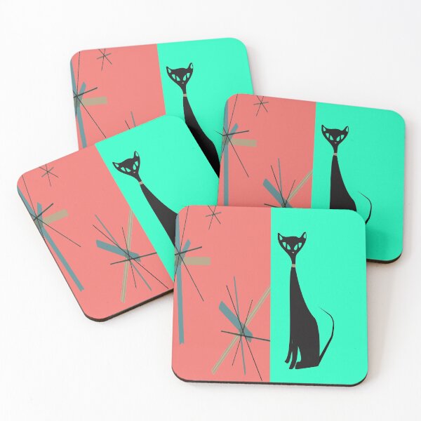 Artikelvorschau, Eames Era Katze auf Pink und Türkis entworfen und verkauft von LisWilliams.