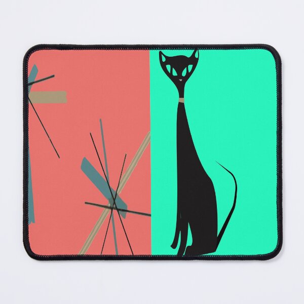 Artikelvorschau, Eames Era Katze auf Pink und Türkis entworfen und verkauft von LisWilliams.