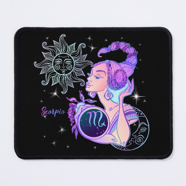 Item preview, Scorpio Zodiac Neon Lady With Sun and Crescent Moon designed and sold by Trinket-Trickster.