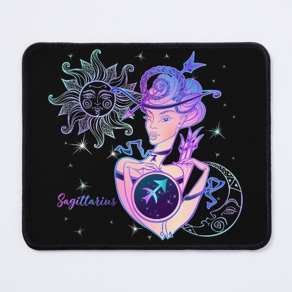 Item preview, Sagittarius Zodiac Neon Lady With Sun and Crescent Moon designed and sold by Trinket-Trickster.