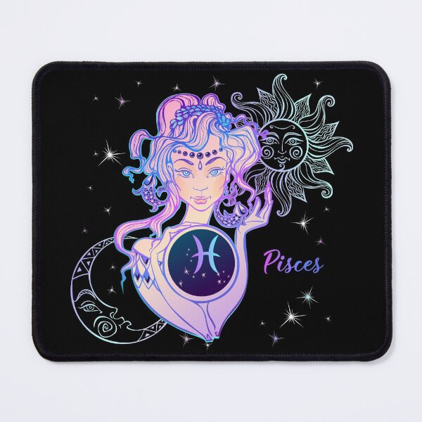Item preview, Pisces Zodiac Neon Lady With Sun and Crescent Moon designed and sold by Trinket-Trickster.