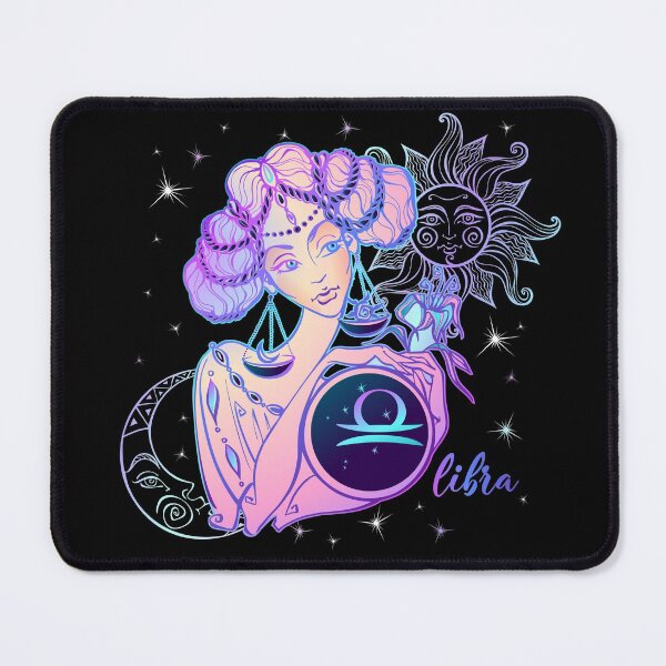 Item preview, Libra Zodiac Neon Lady With Sun and Crescent Moon designed and sold by Trinket-Trickster.