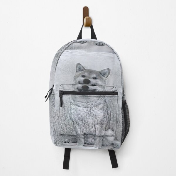 Item preview, Smiling dog sitting waiting for treat in black and white designed and sold by Bekindtome.