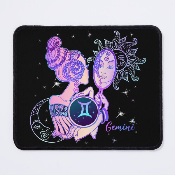 Item preview, Gemini Zodiac Neon Lady With Sun and Crescent Moon designed and sold by Trinket-Trickster.