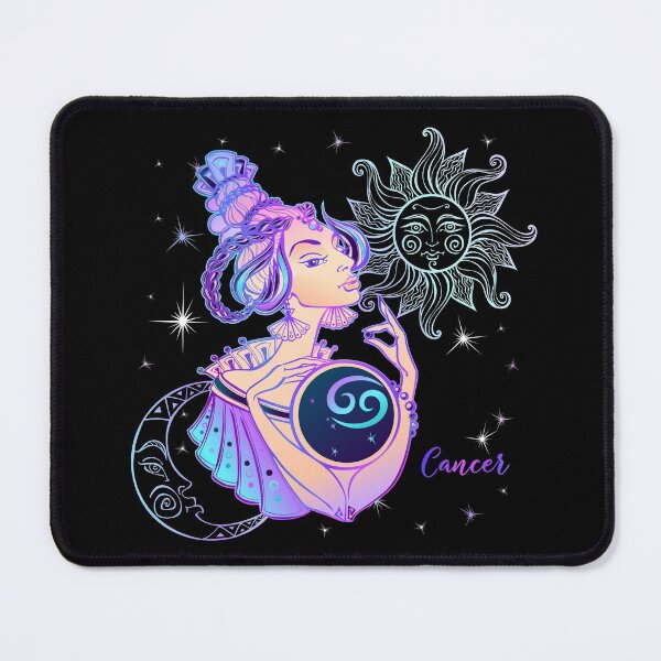 Item preview, Cancer Zodiac Neon Lady With Sun and Crescent Moon designed and sold by Trinket-Trickster.