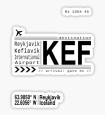 KEF Reyjkjavik Keflavik International Airport, Iceland airport call letters Sticker