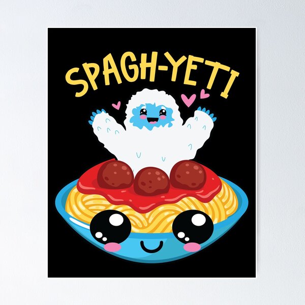 Spaghetti Yeti Bigfoot Eating Noodle Yeti Kids T-Shirt by mooon85