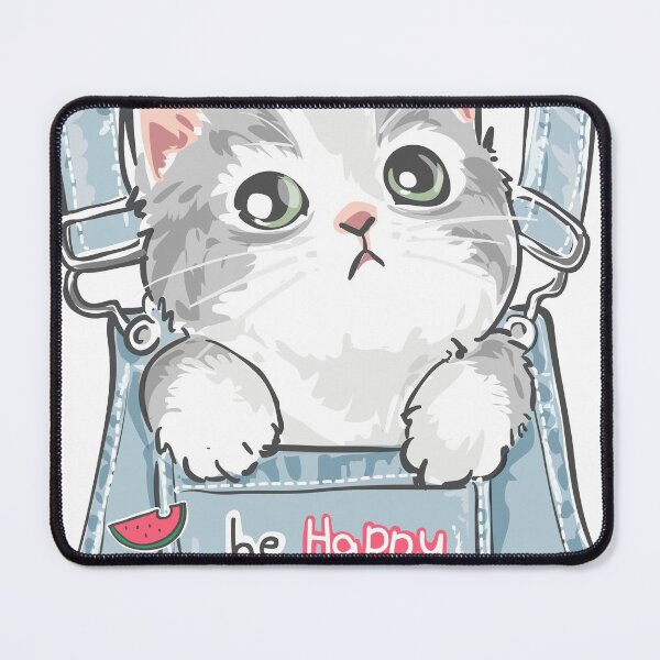 Item preview, BE HAPPY CUTE MEOW CAT IN OVERALLS POCKET WITH AMERICAN FLAG designed and sold by Adam Designs.
