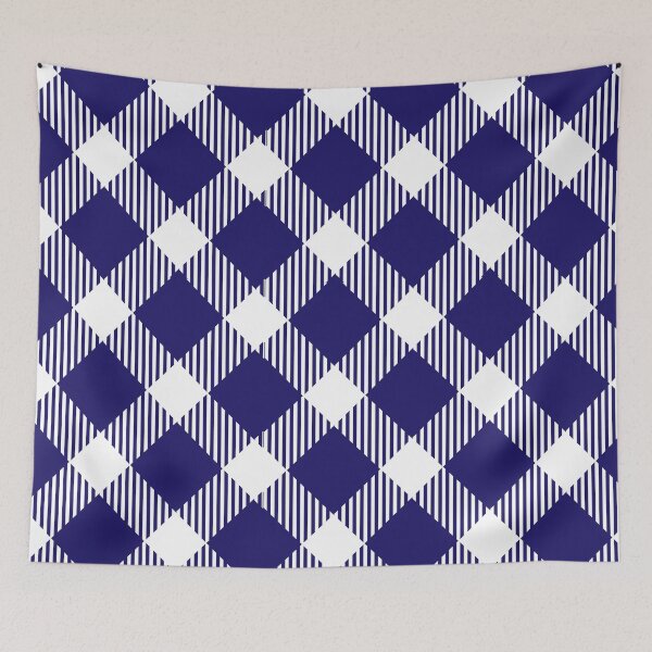 Item preview, 65 MCMLXV Oversized Diagonal Navy Blue Gingham Plaid Pattern designed and sold by 65 MCMLXV.