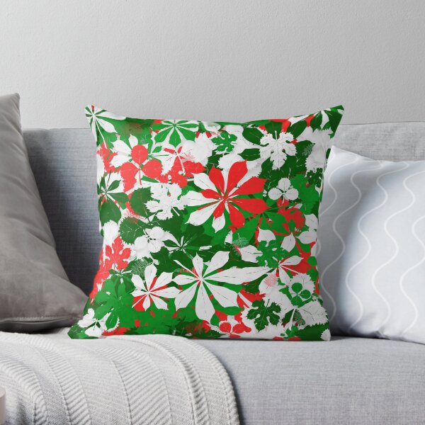 Christmas Random Leaves Pattern Throw Pillow