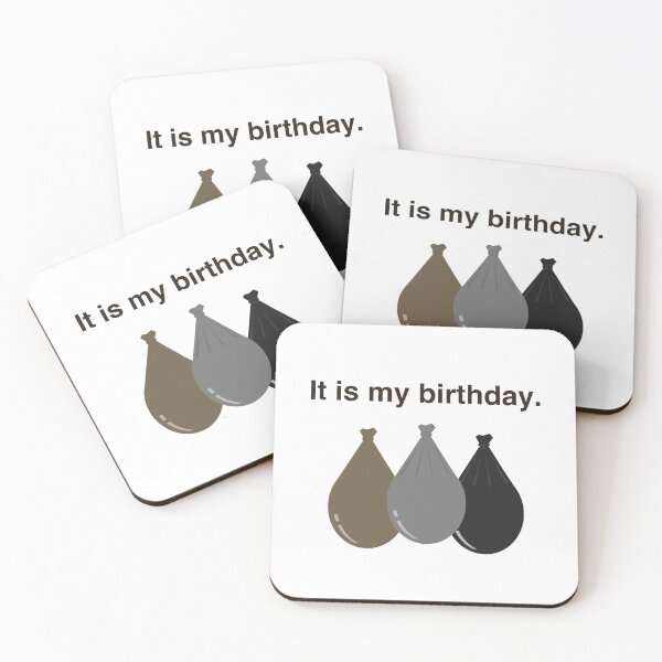 Item preview, It is my birthday. With brown, grey, and black balloons. designed and sold by LawsonFabrics.