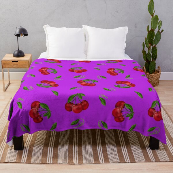 Aperçu de l'œuvre Motif de fruits cerises sur fond violet créée et vendue par nickardi.