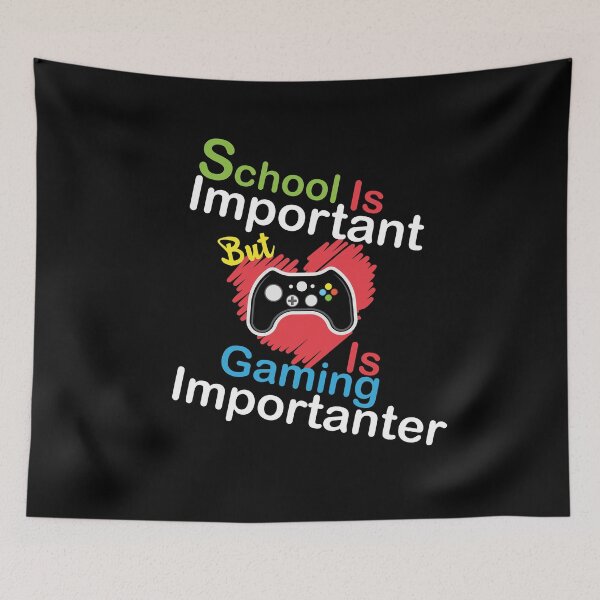 Item preview, School Is Important But Gaming Is Importanter Funny Colorful Heart Gaming Lover  designed and sold by pedrored369.