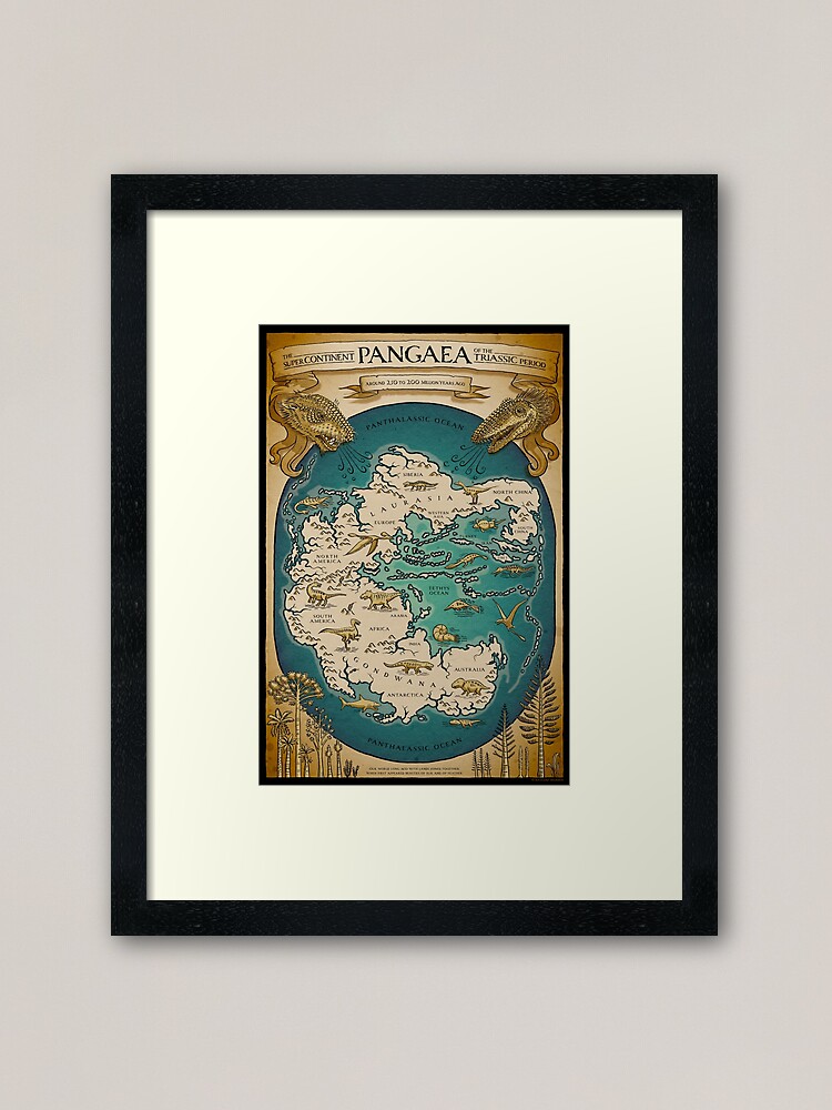 Alternate view of map of the supercontinent Pangaea Framed Art Print