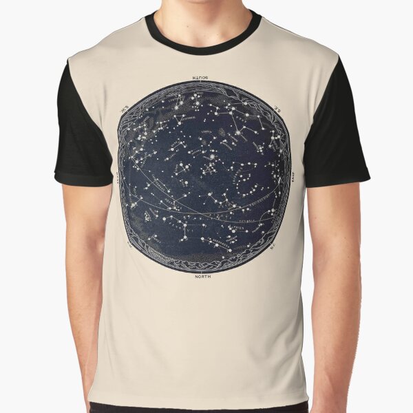 Antique Map of the Night Sky, 19th century astronomy Graphic T-Shirt