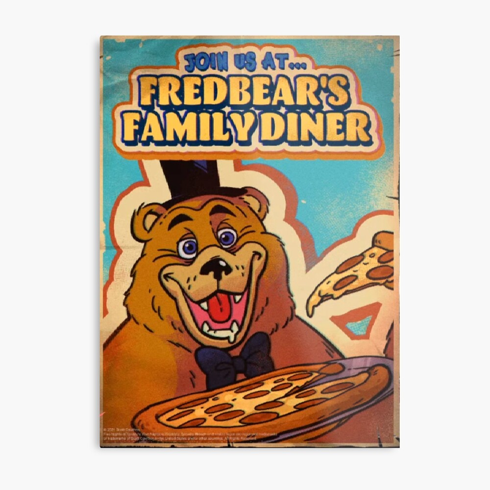 FNAF Fredbear's Family Diner Pizza Metal Sign Wall Decor - 8x12 Inch  Novelty Art Print