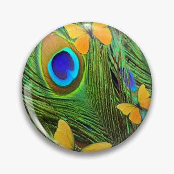 Item preview, YELLOW BUTTERFLY PEACOCK FEATHERS ABSTRACTED ART designed and sold by sharlesart.