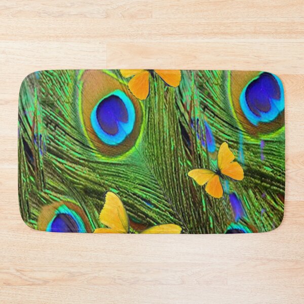 Item preview, YELLOW BUTTERFLY PEACOCK FEATHERS ABSTRACTED ART designed and sold by sharlesart.