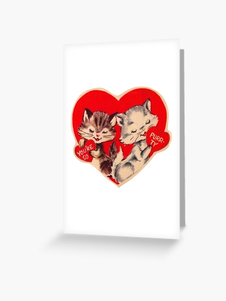 Cat Vintage Valentine's Day Card  Sticker for Sale by Pinkmagenta