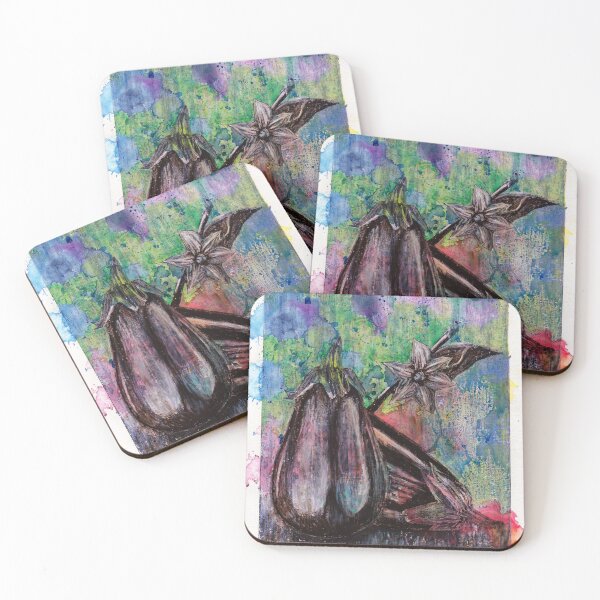 Item preview, Aubergines and/or Eggplants - Hand Drawn Oil and Ink Portrait designed and sold by HRHildebrand.