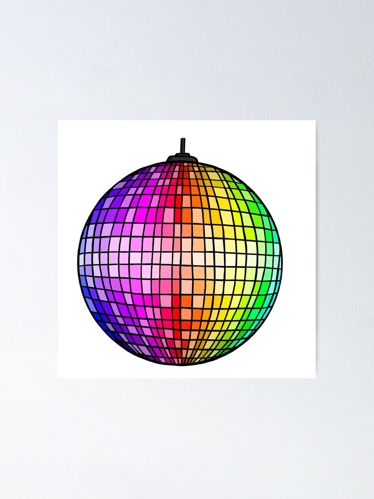 responsabilidad Complaciente plátano Rainbow Disco Ball" Poster for Sale by beckyguitartist | Redbubble