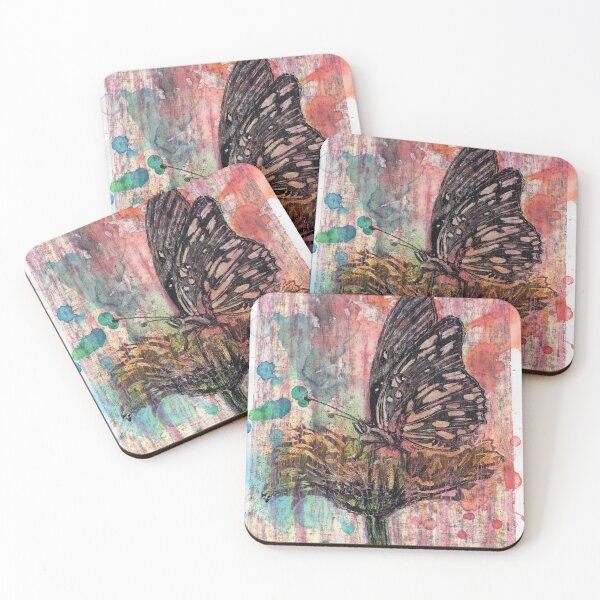 Item preview, Butterfly on Flower - Hand Drawn Oil and Ink Portrait designed and sold by HRHildebrand.