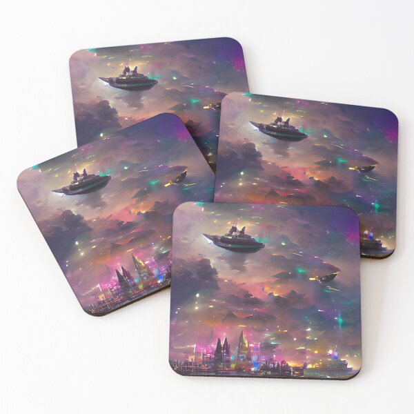 Item preview, Futuristic Space City at night designed and sold by NikolaMio.