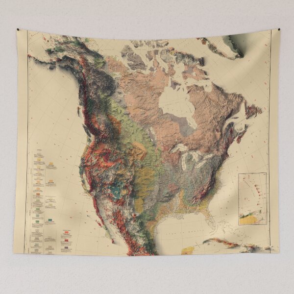 Item preview, 1911 North America Relief Map 3D digitally-rendered designed and sold by ThinkAboutMaps.