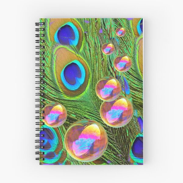 Item preview, GREEN PEACOCK FEATHERS GOLDEN BUBBLES ABSTRACT ART designed and sold by sharlesart.