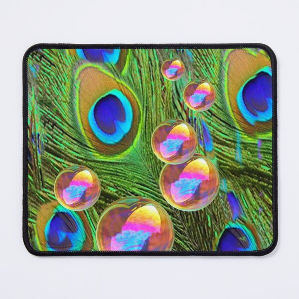 Item preview, GREEN PEACOCK FEATHERS GOLDEN BUBBLES ABSTRACT ART designed and sold by sharlesart.