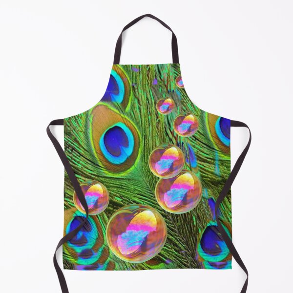 Item preview, GREEN PEACOCK FEATHERS GOLDEN BUBBLES ABSTRACT ART designed and sold by sharlesart.