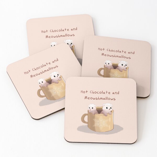 Item preview, Hot Chocolate with Marshmallows Cat Pun designed and sold by MellowArtStuff.