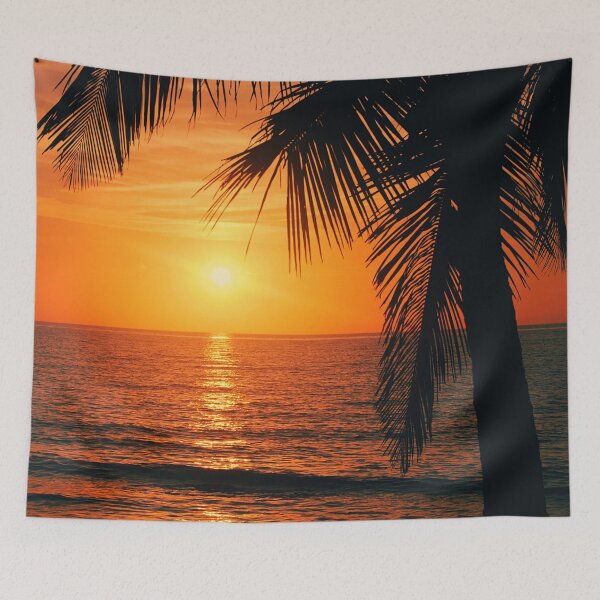 Item preview, palm tree, sunset,ocean waves designed and sold by cutecrazytshirt.