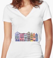 Regenbogen-Reihe - Charleston Tailliertes T-Shirt mit V-Ausschnitt