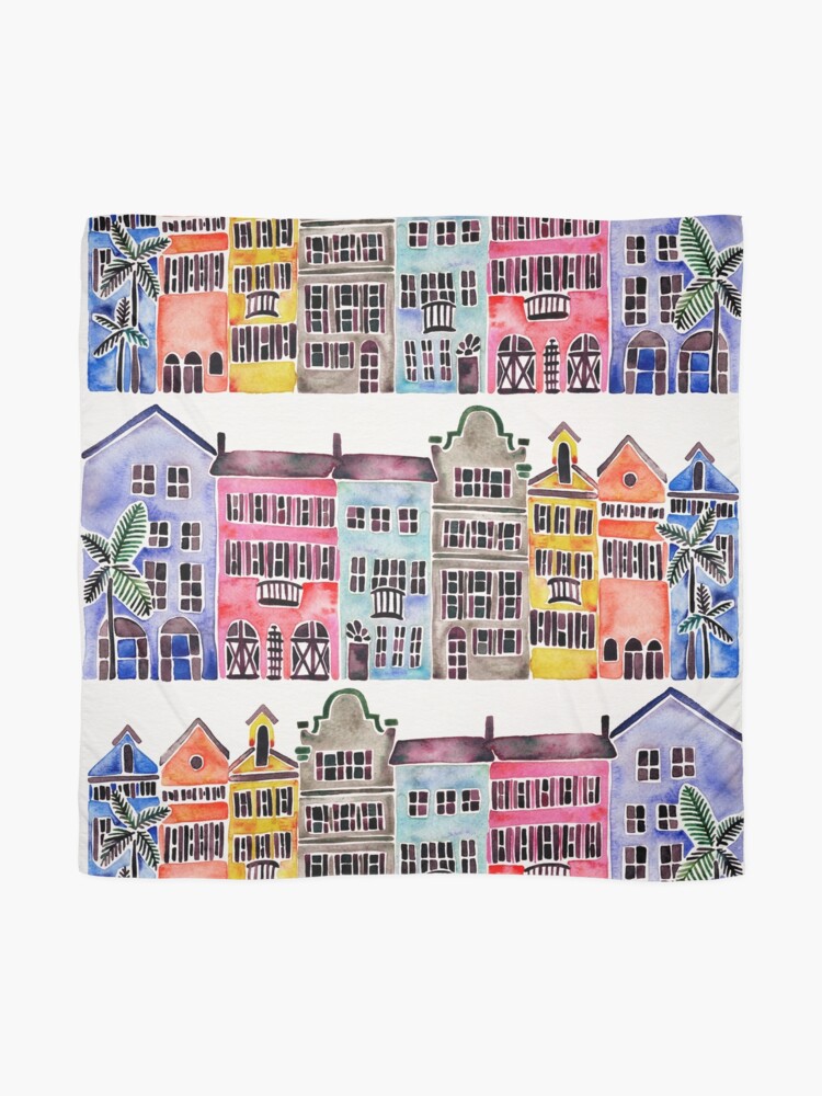 Alternate view of Rainbow Row – Charleston Scarf