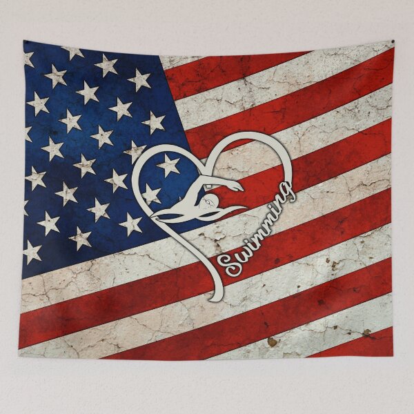 Item preview, Swimming American Flag Retro Art designed and sold by SweetThreads79.