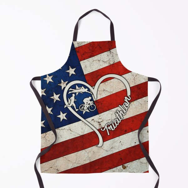 Artikelvorschau, Triathlon Amerikanische Flagge Retro Art entworfen und verkauft von SweetThreads79.