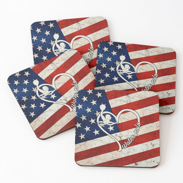 Artikelvorschau, Wasserball Amerikanische Flagge Retro Art entworfen und verkauft von SweetThreads79.