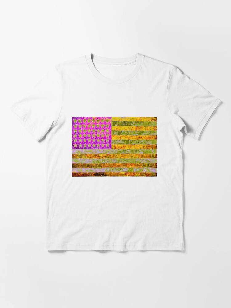 Pink Yellow And Green Flag Appropriated From Jasper Johns T Shirt By Michaellehr Redbubble