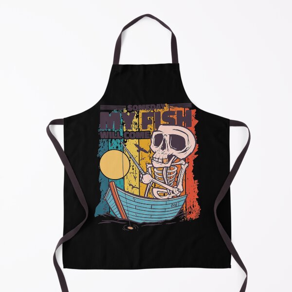 Item preview, Vintage skeleton fisherman fishing waiting for fish in lake designed and sold by LemmikkiBadley.
