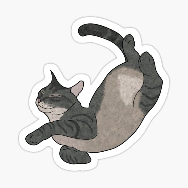 Pin-Up Cat - Sleepy Gray Tabby Cat Sticker