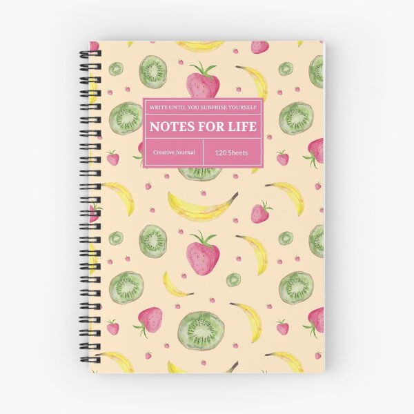 Artikelvorschau, Notizbuch für kreatives Schreiben mit Kiwi und Bananen entworfen und verkauft von Luxe Lilly  & Co..