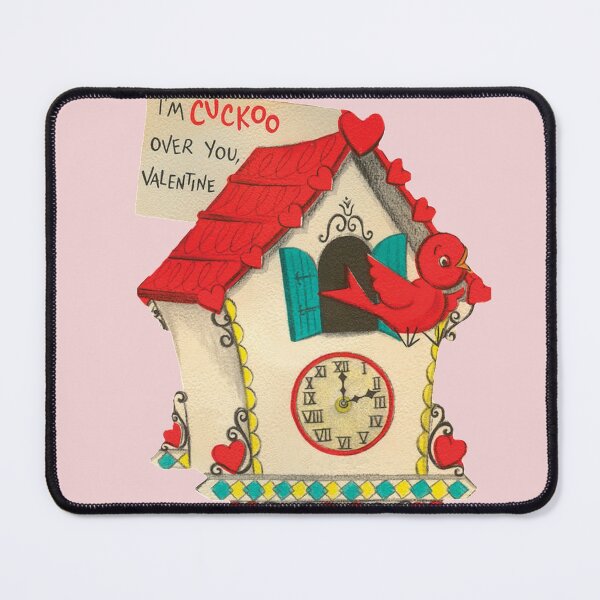 Item preview, Vintage Valentine’s Day Card with Cuckoo Bird House Clock designed and sold by Pinkmagenta.